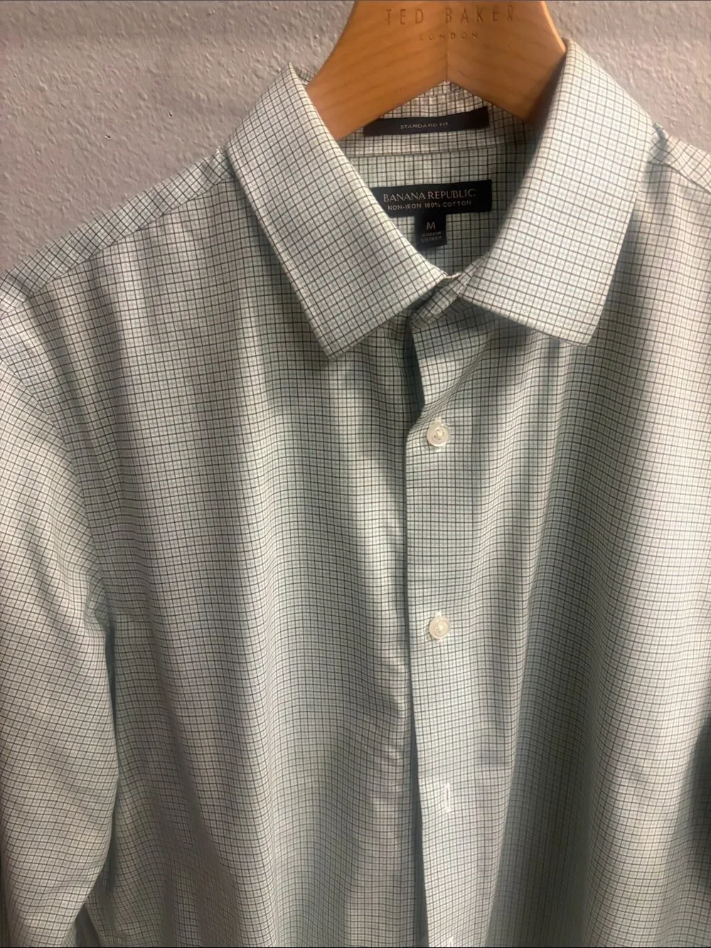 Banana Republic Mint Green Micro-Check Dress Shirt